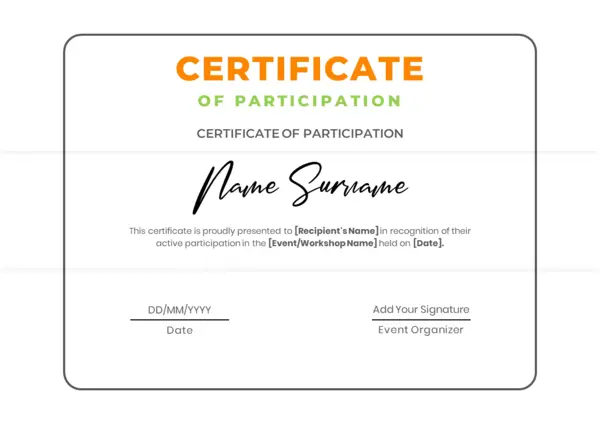 Certificate of Participation
