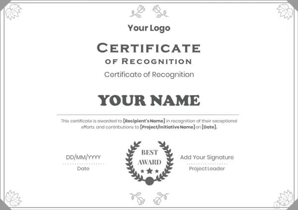 Certificate of Recognition