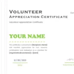 Volunteer Appreciation Certificate