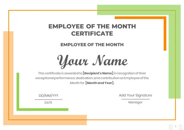 Employee of the Month Certificate