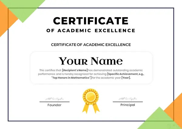 Certificate of Academic Excellence